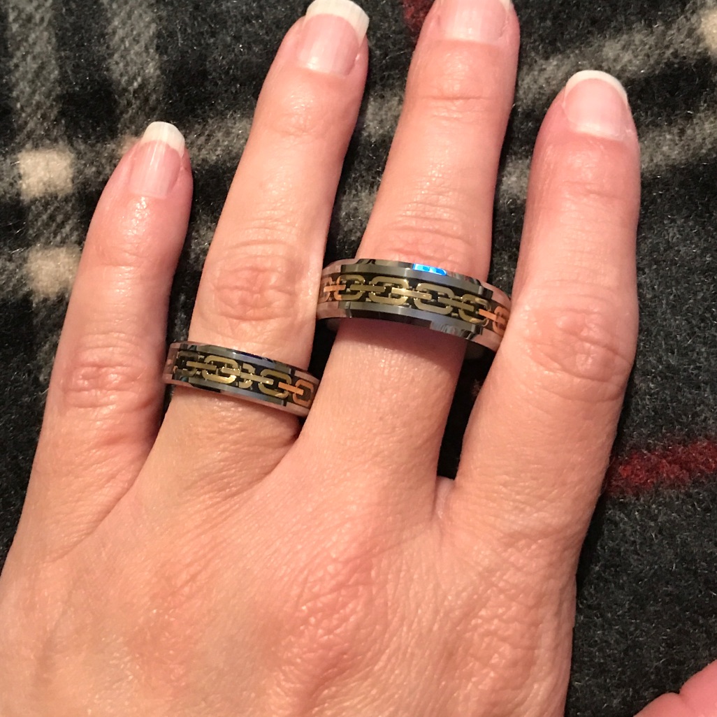 Mens And Ladies Tungsten And 18k Designer Rings